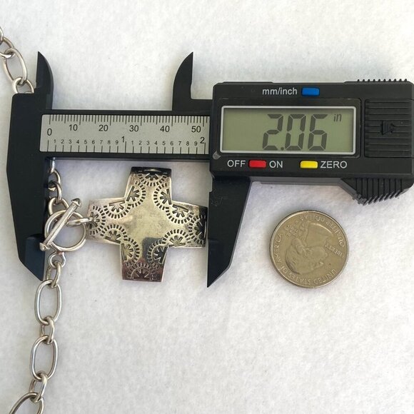 Silpada Sterling Silver 925 Virtuosity Stamped Cross Front Toggle Necklace 17" - Picture 13 of 16